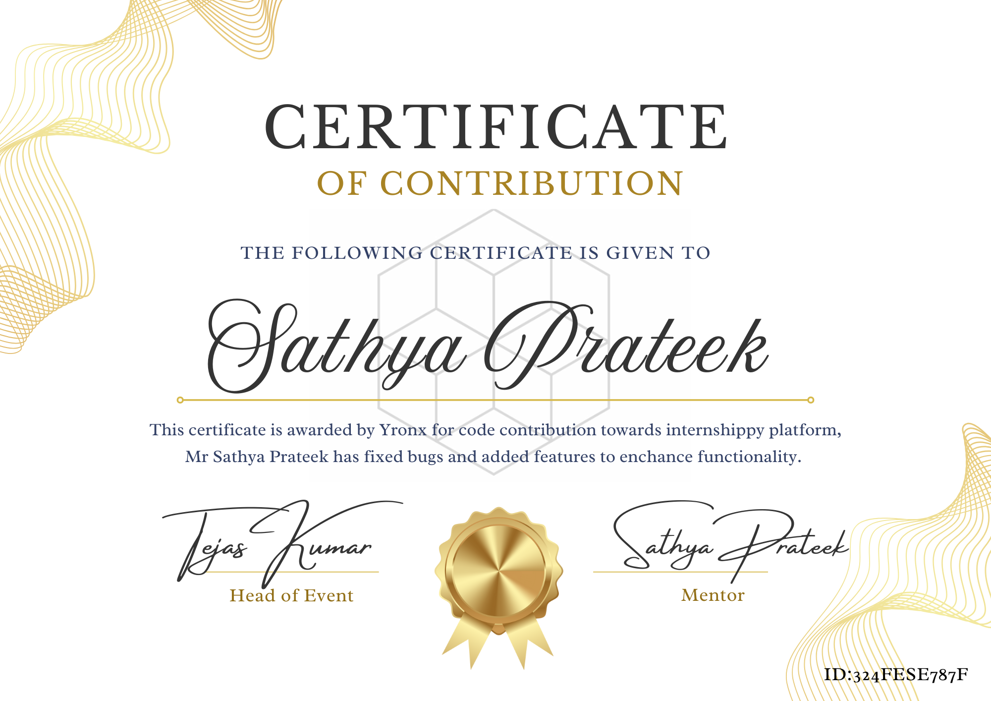 Certificate of Contribution